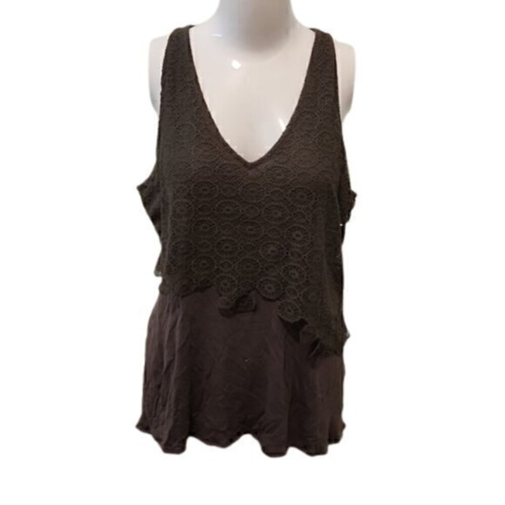 [Deletta] Dark Green V-neck Tank Top - Size M
